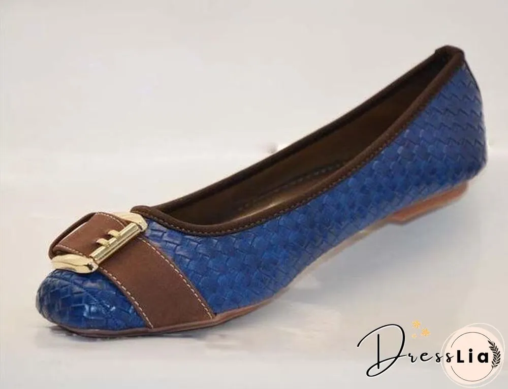 Women's Loafers Flats Buckle Knitted Flat Heel Soft Bottom Boat Shoes