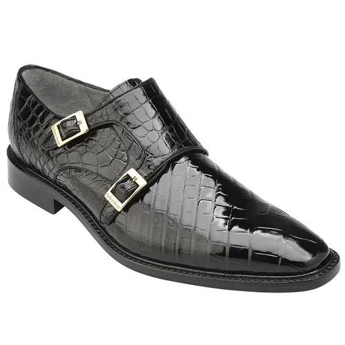 【PLUS SIZE】Men's Genuine Leather Exotic Monk Strap Dress Shoes