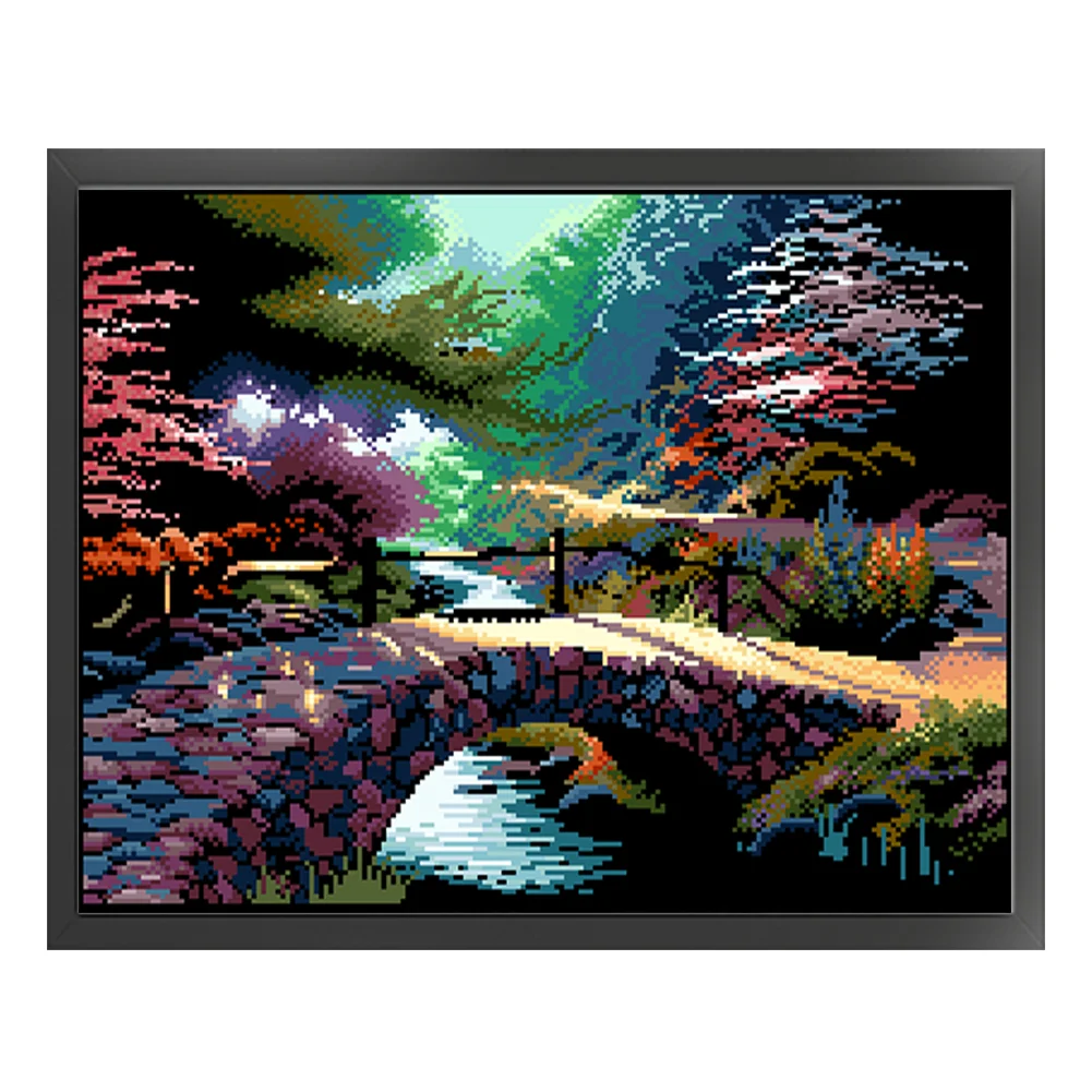 9CT Full Stamped Cross Stitch Bead Embroidery- Bridge(Canvas|54*43CM)