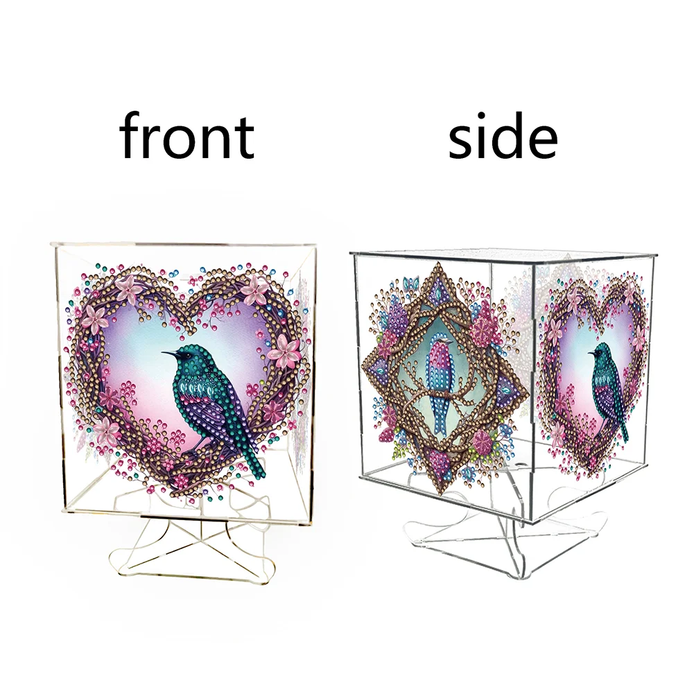 DIY Birds Diamond Art Painting Lamp Four Sided for Bedroom Decor Gifts