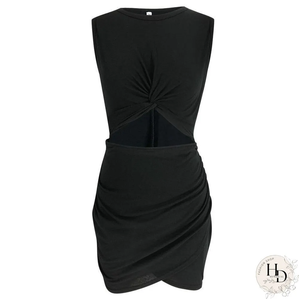 Casual Hollow-out Sleeveless Hot Mini Dress(2 Colors)