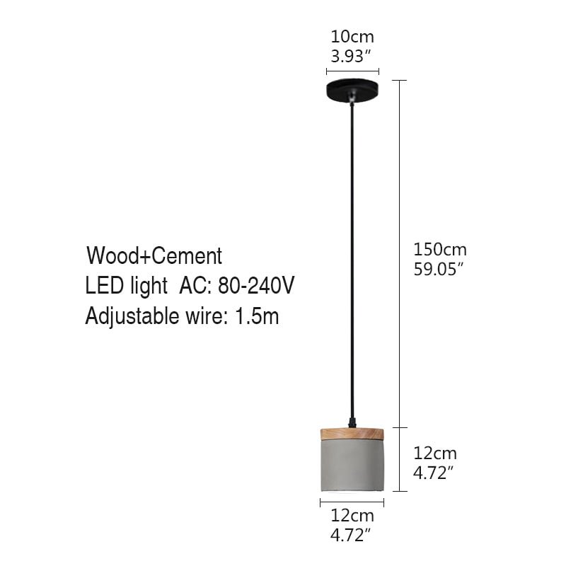 Modern Industrial LED Single Head Cement Pendant Lamps Warm Simple Hanging Light For Living Room Bedroom Bedside Study Cafe