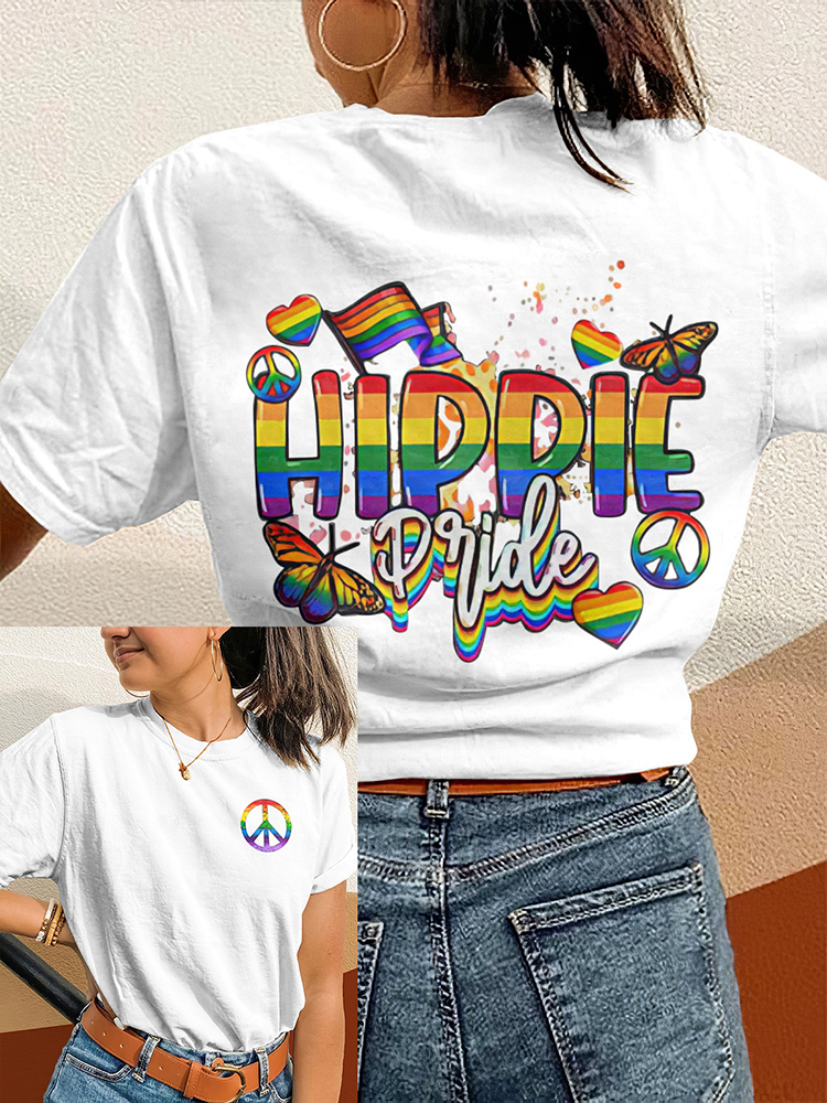 Comstylish Women's Hippie Pride Month Print T-Shirt