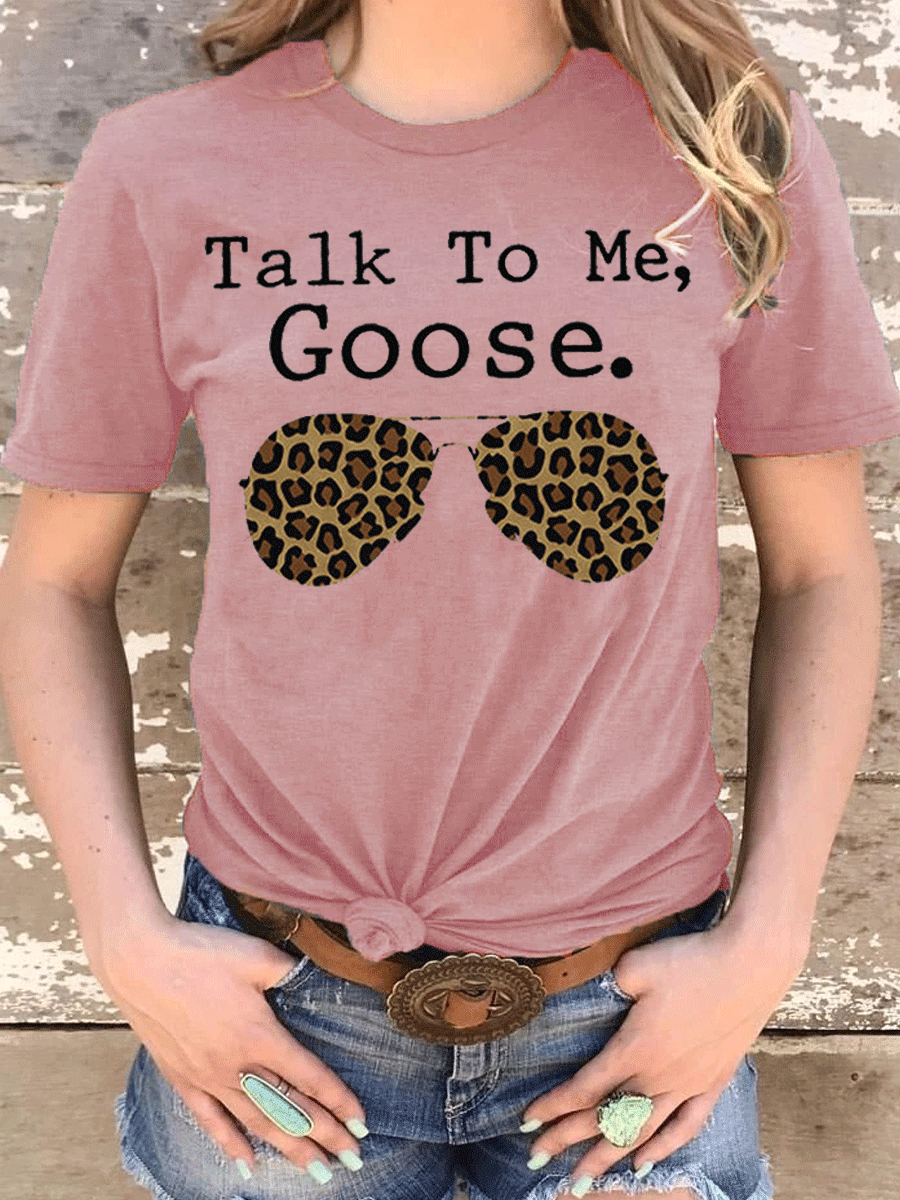 Talk To Me Goose Sunglasses Leopard Print T-shirt
