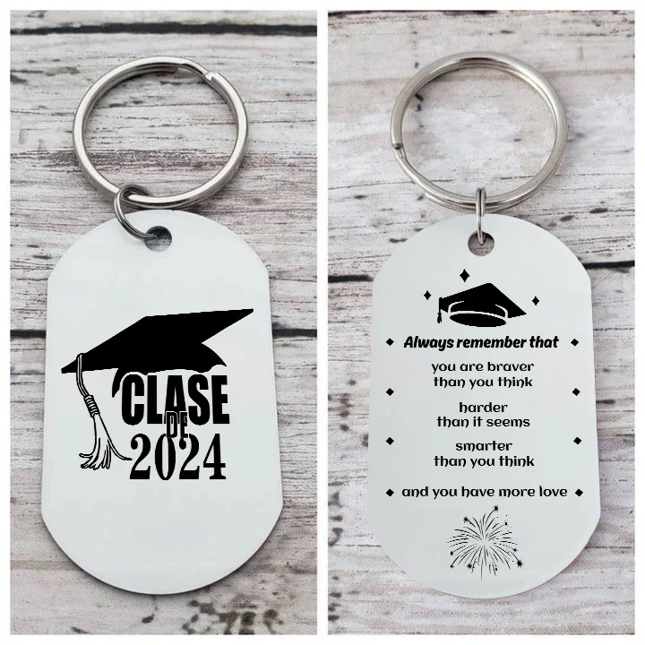 Personalized Text Military Keychain With Inspirational Text Graduation Gift For Her/Him