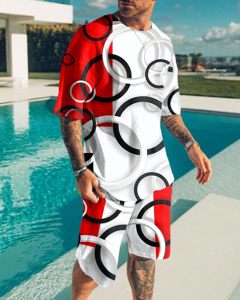 Men's Casual Print  Short Sleeve Suits-031103