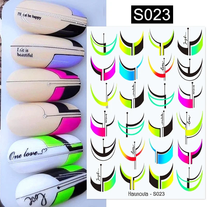 Geometric Lines Flowers Leaves 3D Nail Sticker Figure Woman Face Pattern Special Self Adhesive Nail Art Decals Manicures Sliders-Nail Inspo