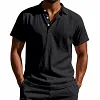 Men's British-Style Vacation Linen Short-Sleeve Polo Shirt by Inlyline
