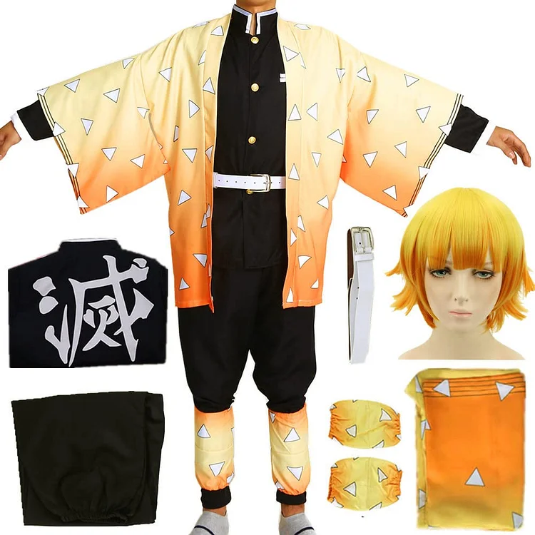 Anime Women's Kamado Cosplay Costume Suit Full Set Kimono