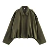 Women's Trendy Drop Shoulder Buckle Waist-Tightening Bomber Jacket Coat