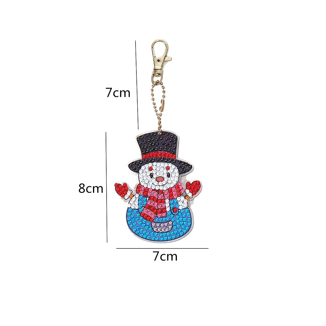 5pcs DIY Diamond Painting Keychain - Snowman(Double Sided)