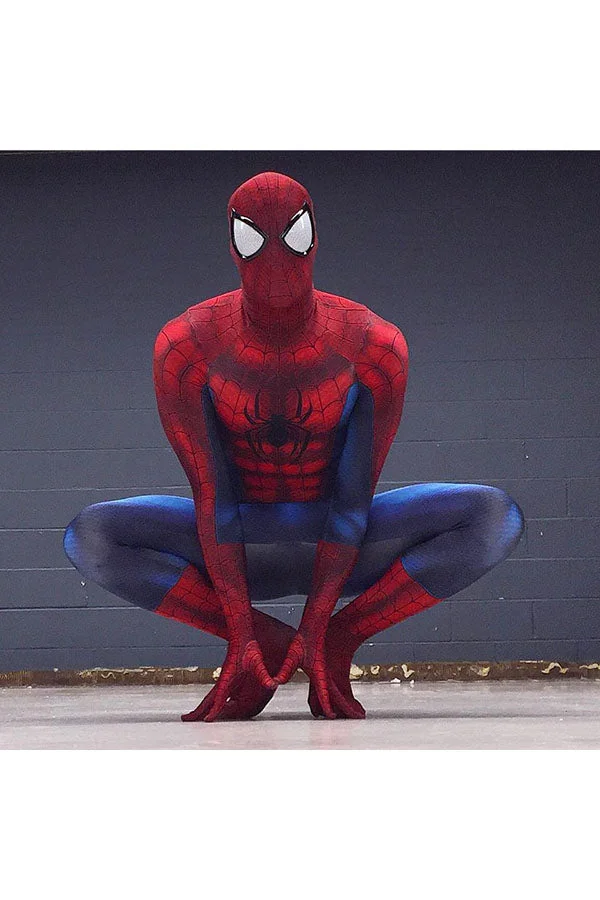 Halloween Mens Superhero Muscular Spider-Man Zentai Costume Red-elleschic