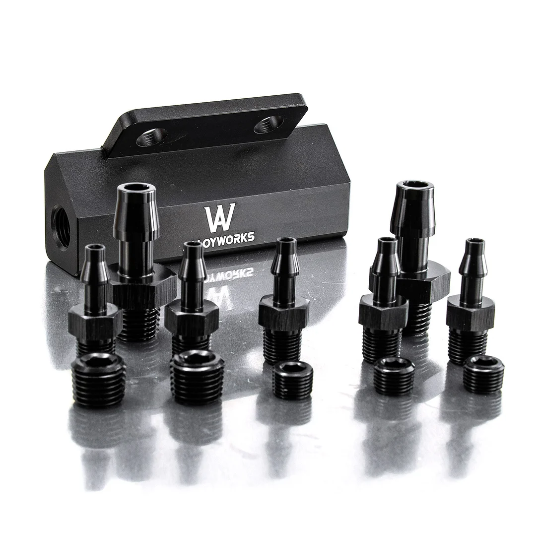 Alloyworks 5 Port Vacuum Block Intake Manifold Fuel Gas Wastegate Turbo Boost