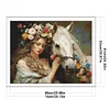 (US Only)Full Embroidery Eco-cotton Thread 11CT Printed Girl Horse Cross Stitch 74x61cm