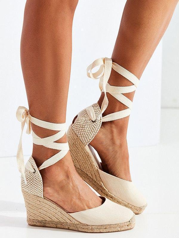 2018 Bandage Wedge Heels Beach Casual Shoes For Women