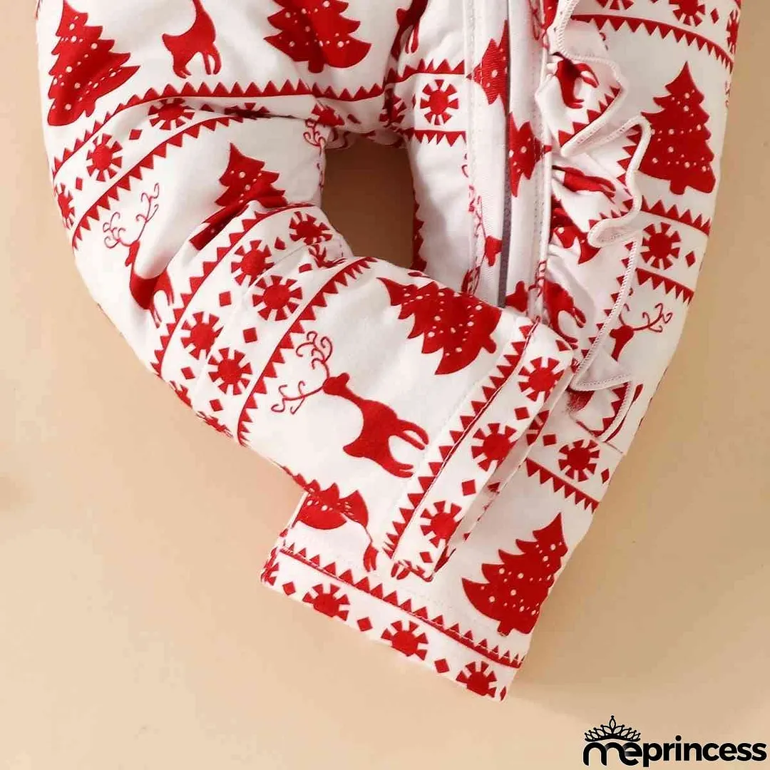 Christmas Zip Detail Ruffled Jumpsuit