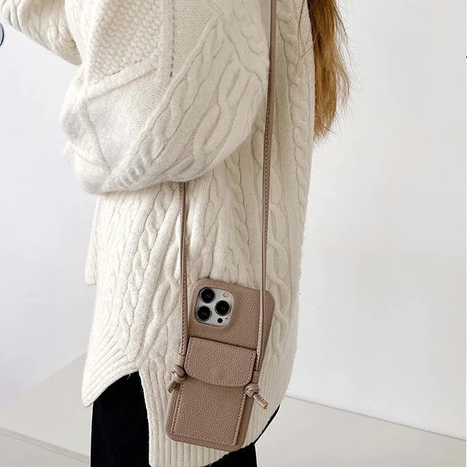 Suitable for Apple 13/14 series messenger card  bag Phone case