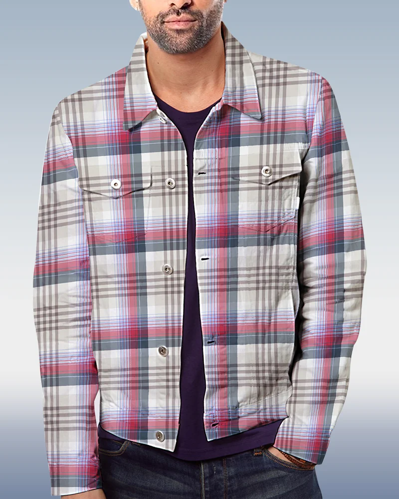 Men's Casual Check Pattern Jacket 033