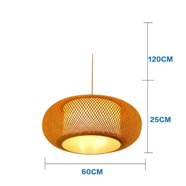 Modern LED Wood Pendant Lamp Hand Knitted Bamboo Kitchen Fixtures Light Suspension Home Indoor Dining Room Hanging Lamp Handmade