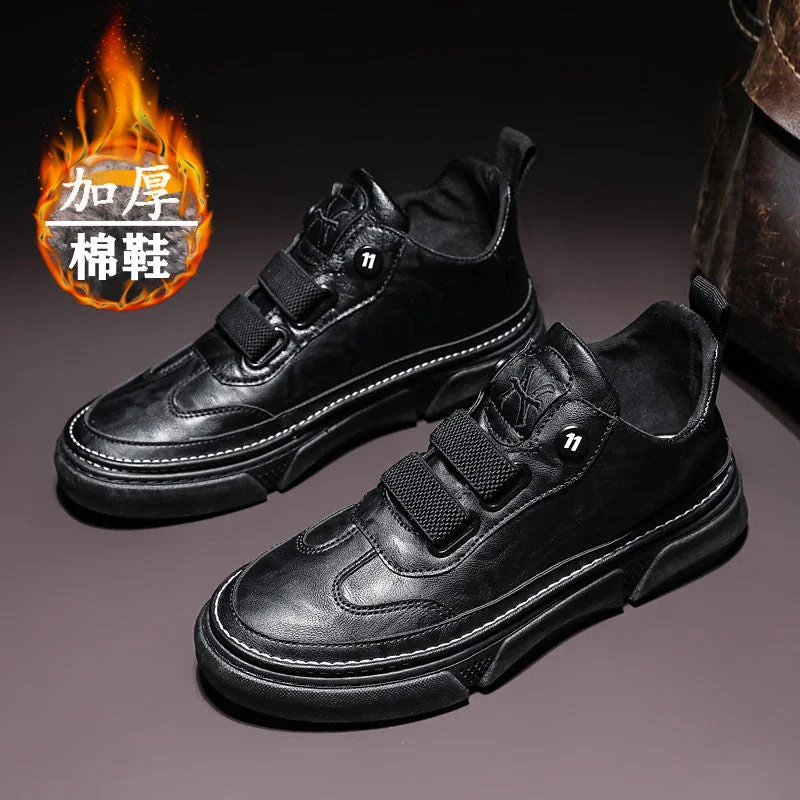 Men's Snow Boots Winter Men's Leather Boots Fur Warm Men's Snow Boots Outdoor Comfortable Mens Designer Sneakers Botas Hombre