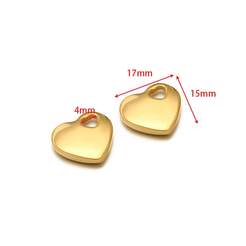 5 PCS/Package 14*17mm 304 Stainless Steel Heart Shape Pendant Jewelry Accessories