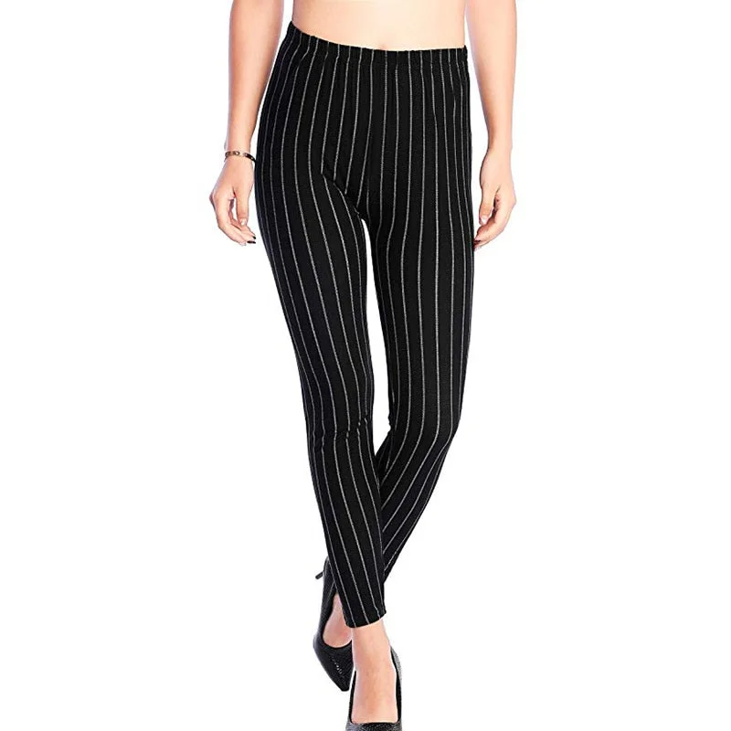 CUHAKCI Push Up Leggins Mujer Stripe Printed Leggings Women  Dot Mid Waist Polyester Fitness Pants