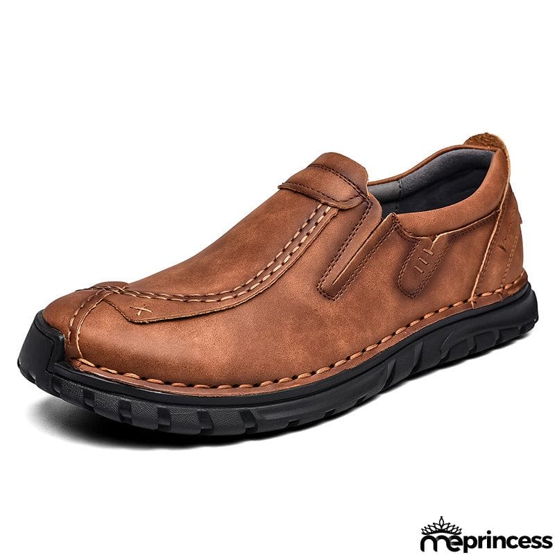 Vintage Style Contrast Stitching Flat Sole Soft Footbed Low-Top Loafers