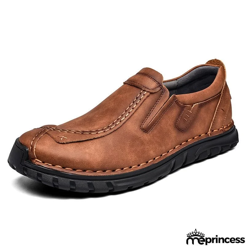 Vintage Style Contrast Stitching Flat Sole Soft Footbed Low-Top Loafers