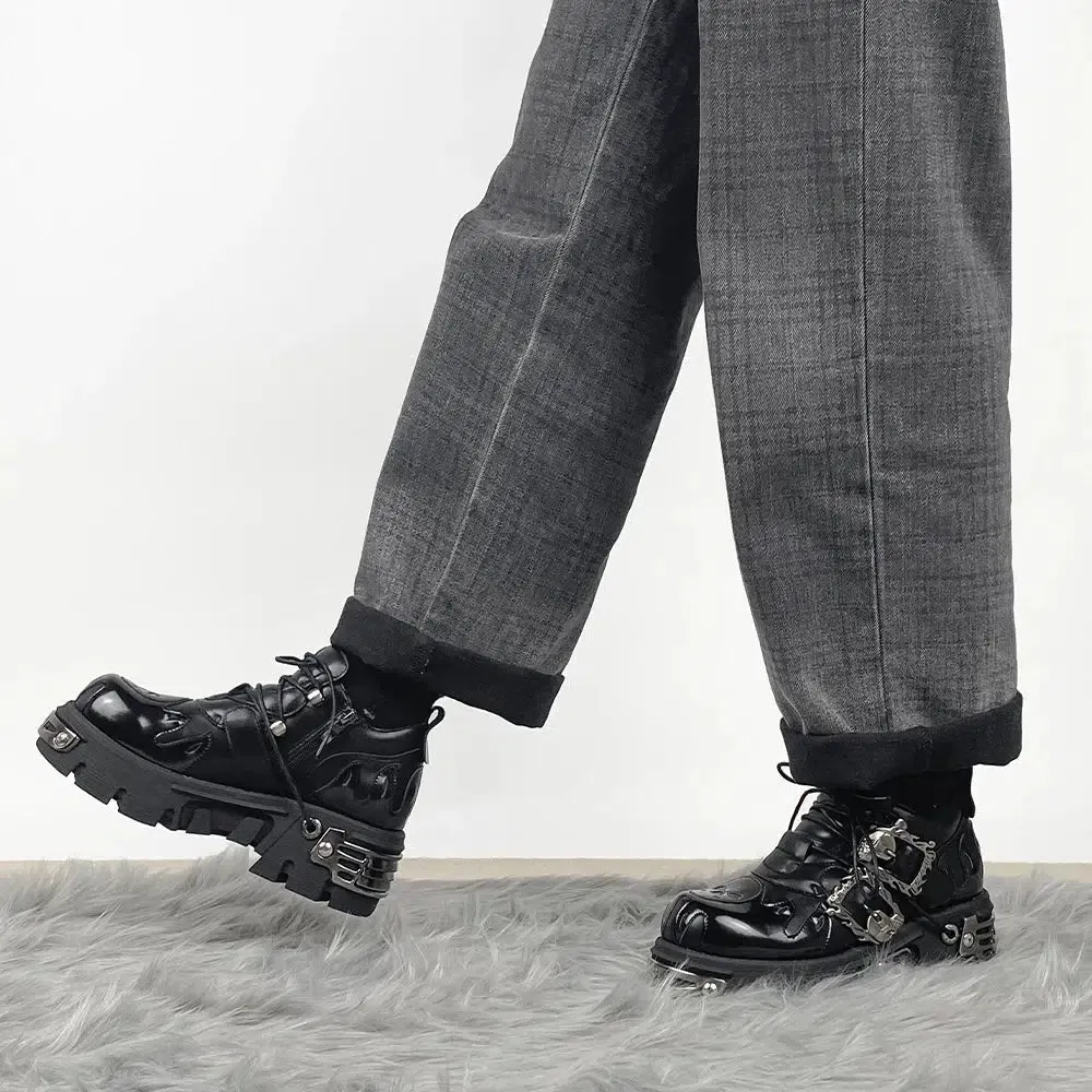 Brownm Fire Chunky Platform Shoes