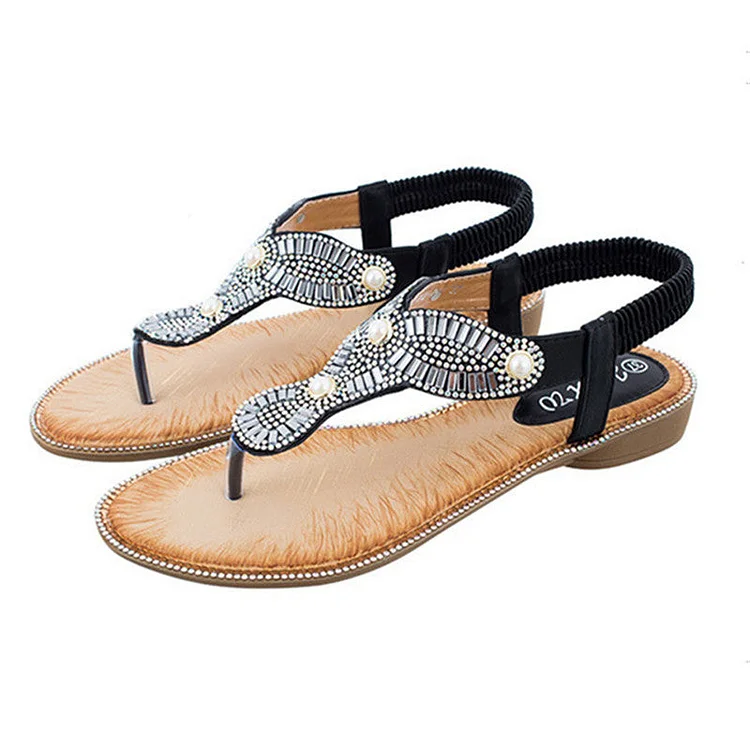 Vanccy Ethnic Chain Pearl Sandals QueenFunky