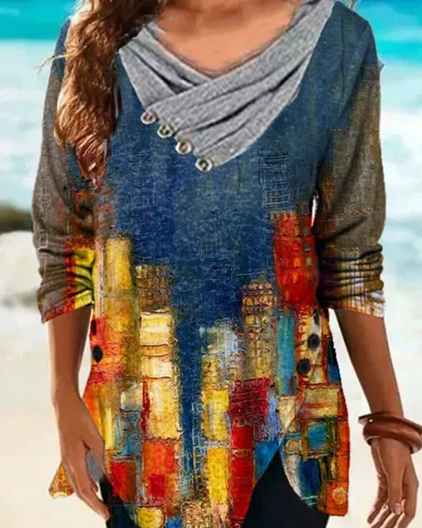 Graffiti V-Neck Shirts & Blouses