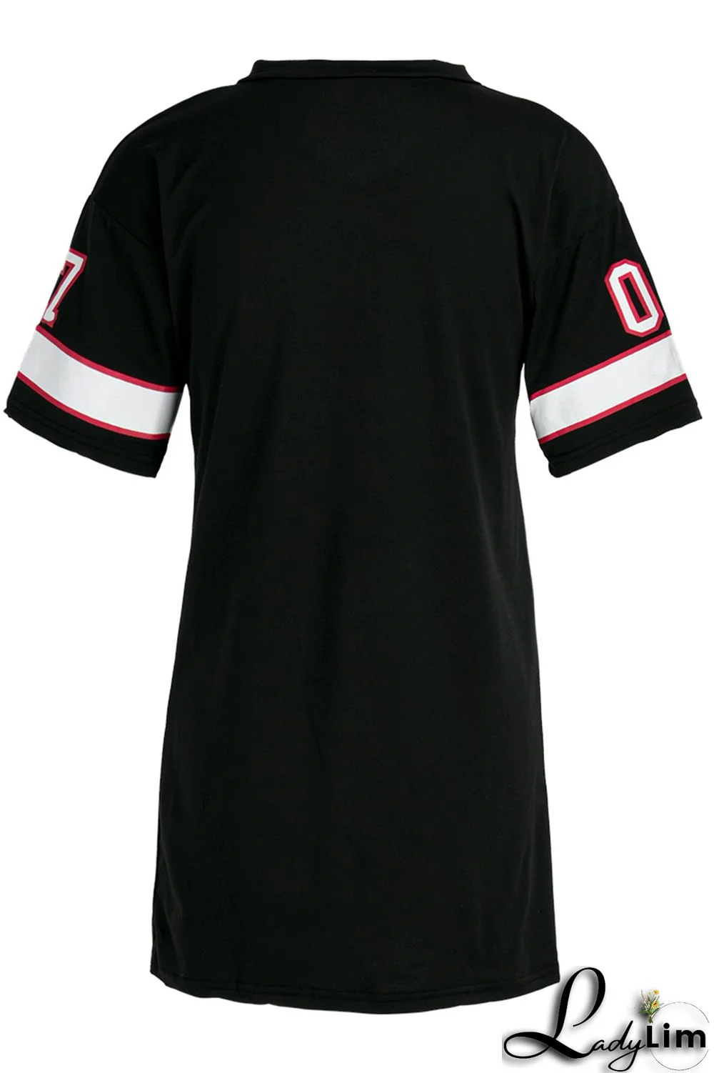 Black Fashion Casual Print Split Joint V Neck Short Sleeve Dress