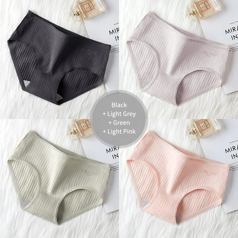 4Pcs Underwear Women Cotton Panties Sexy Brief Lace Underpants Cute Briefs Girls Ladies Lingerie Erotic Knickers Female 2021
