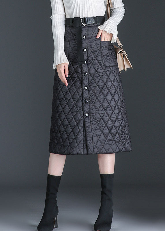 VCSHOES Black Patchwork Cotton Filled Skirts Winter