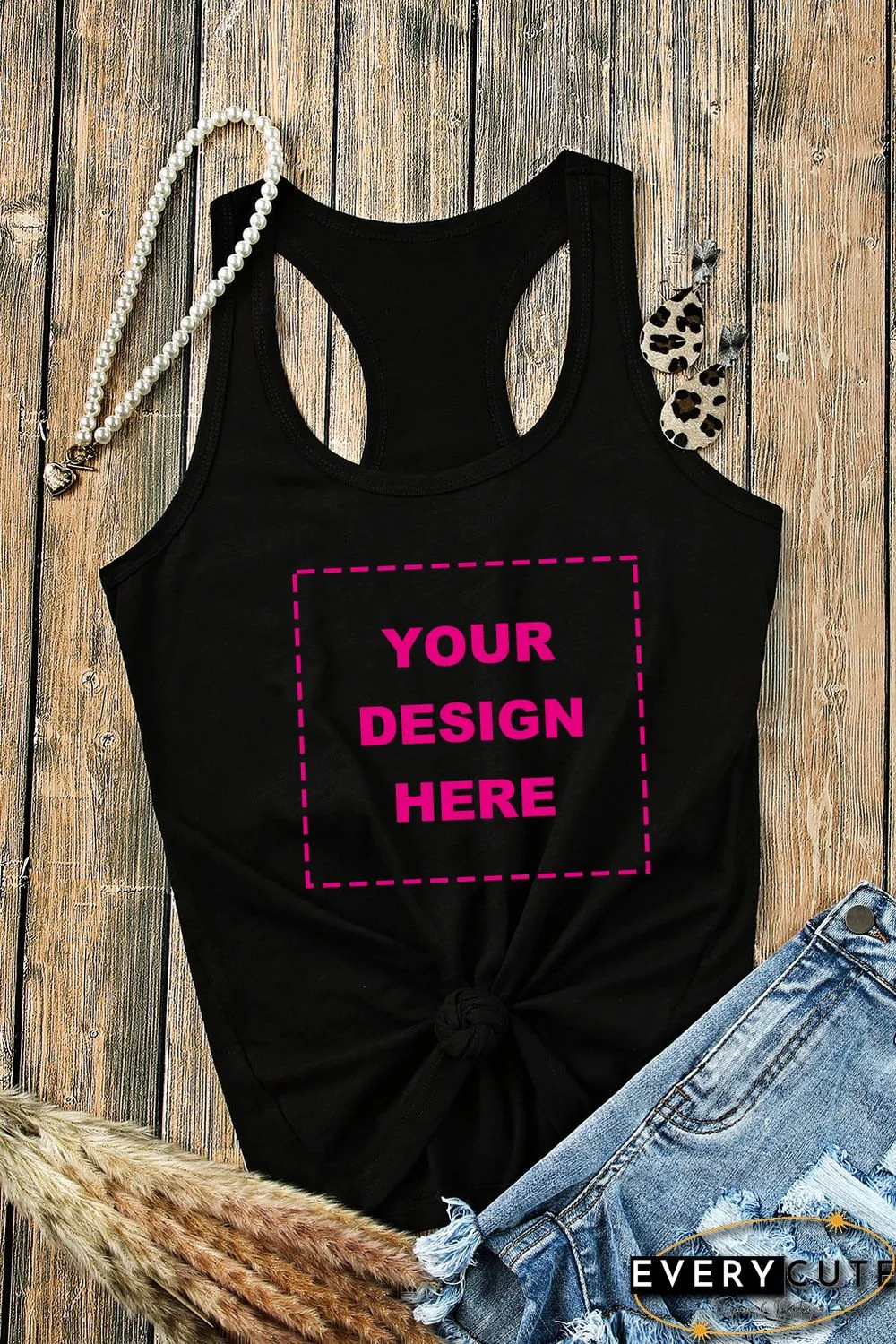 Blank Apparel - Black Scoop Neck Basic Solid Tank Top