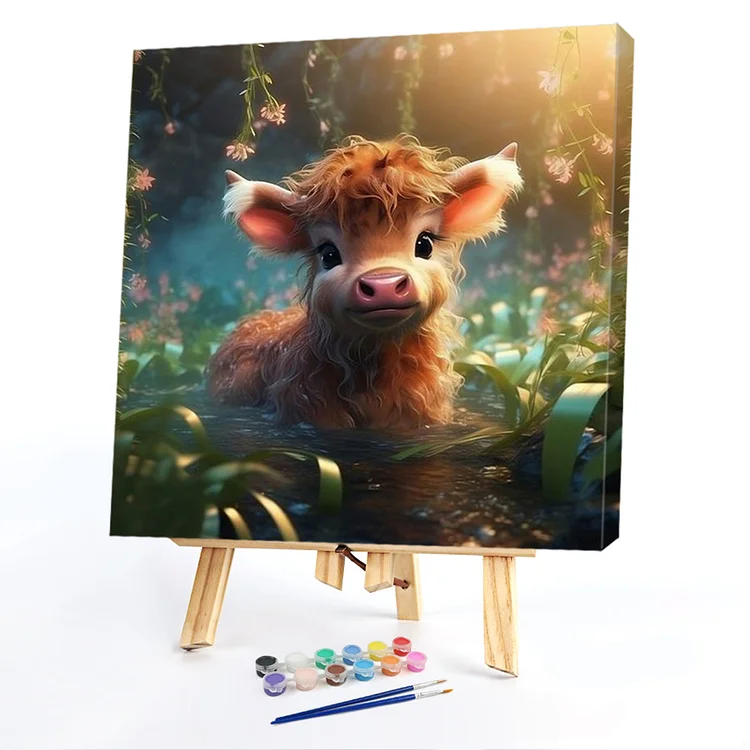 Oil Paint By Numbers - Flower Cow - 30*30CM