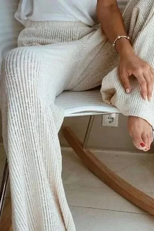 Knitting Wide Leg Casual Pants
