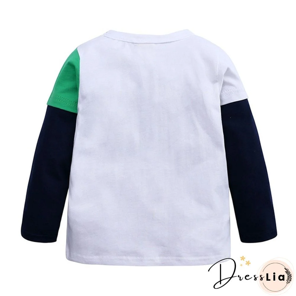 Cartoon Dinosaur Boys Long Sleeve T Shirt Children Kids Boys Spring Autumn Cotton Tops