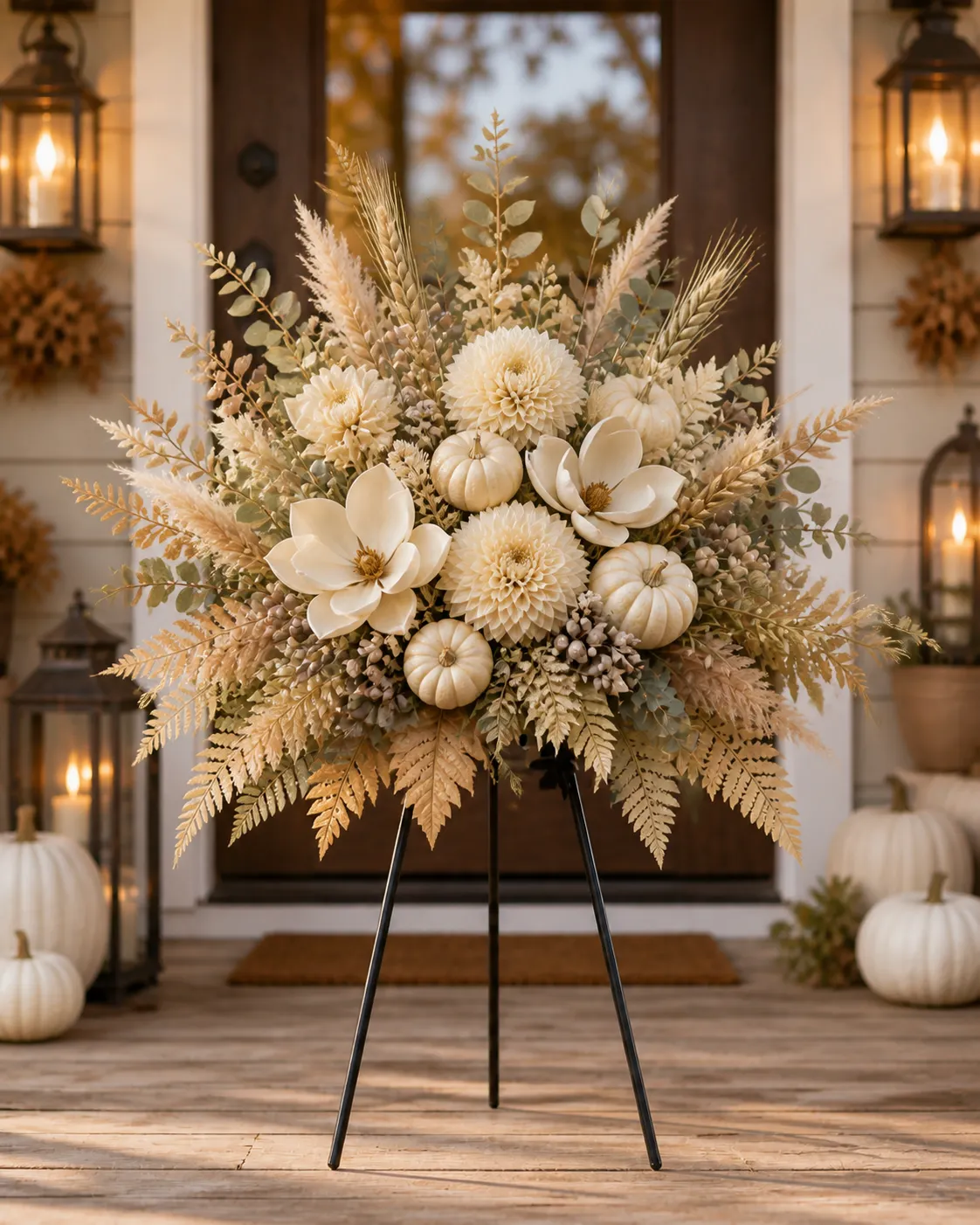 Harvest Moon Neutral floral garden stake