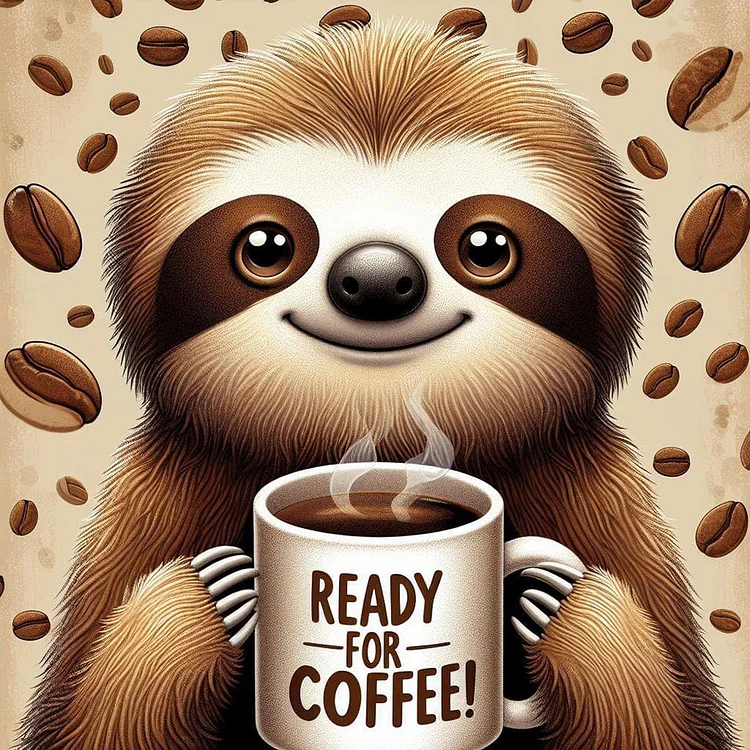 Sloth Drinking Coffee 40*40CM (Canvas) Full Round Drill Diamond Painting gbfke