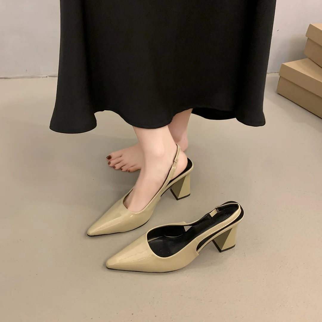 Yyvonne Temperament Baotou Sandals Women 2025 Summer New Korean Commuter Light Heels Paint Coarse Fashion Single Shoes