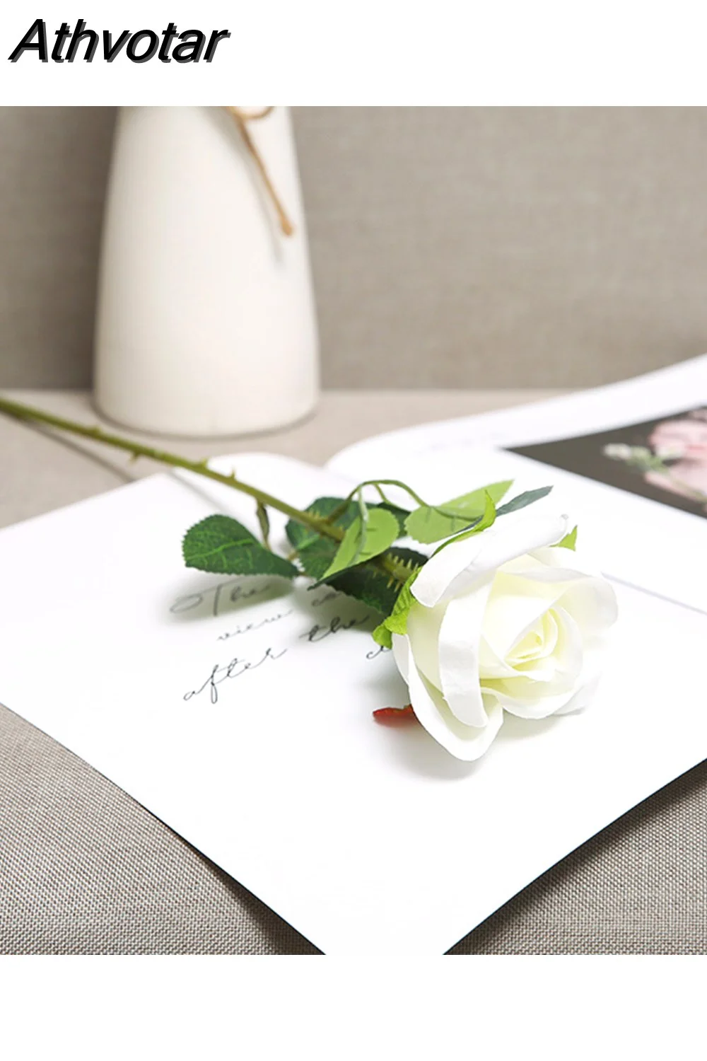 Athvotar Piece Red Rose Flowers Silk Real Touch Artificial Flowers Valentine's Day Home Wedding Decorations Fake Flowers