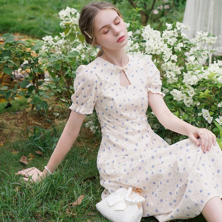 Fairy Tales Aesthetic Fairycore Lace Floral Dress QueenFunky