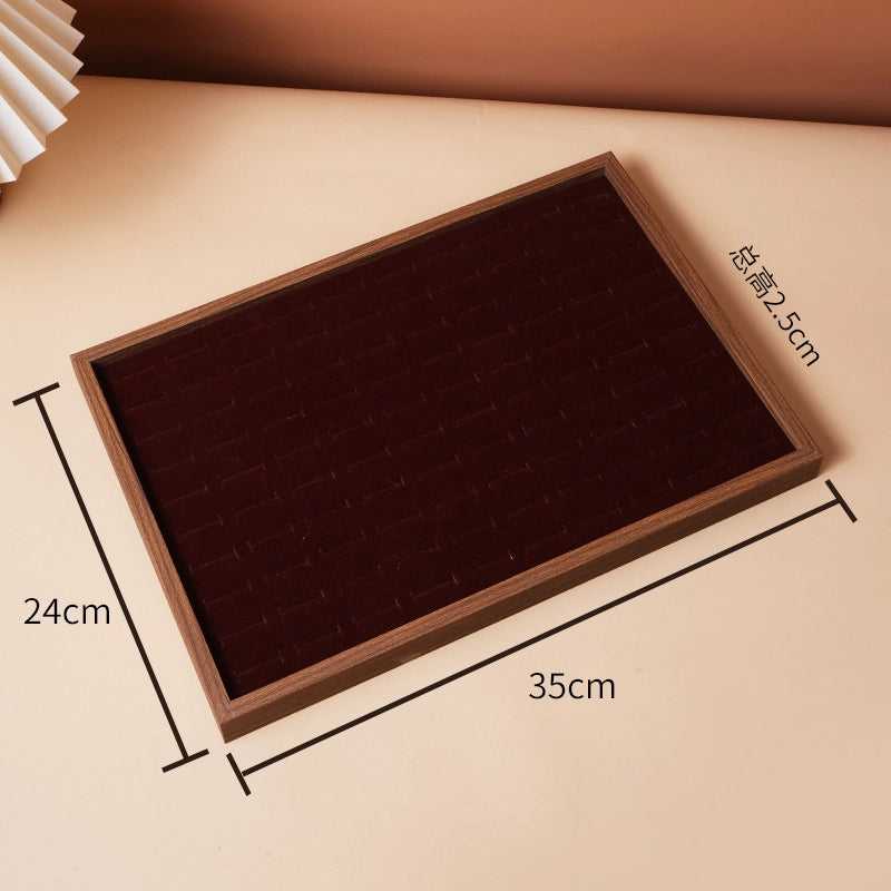 1 Piece Walnut Retro Solid Color Jewelry Display