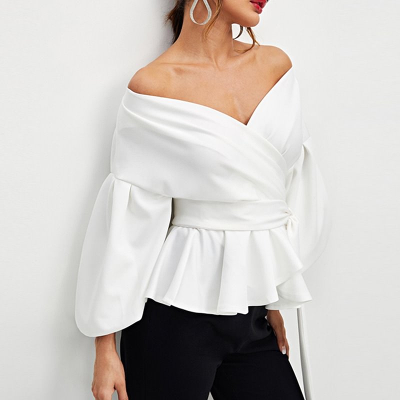 Fashion Off Shoulder Balloon Sleeve Blouse For Women MusePointer