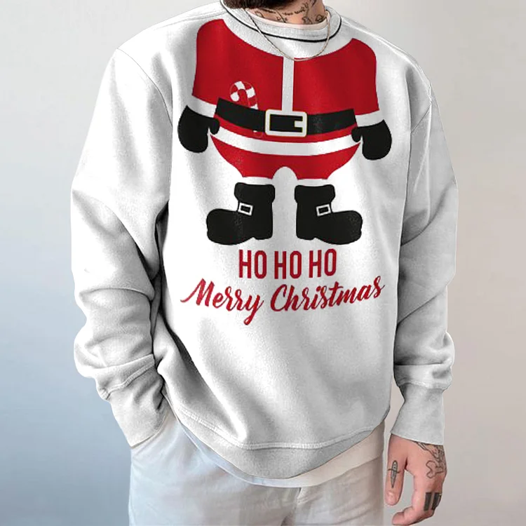 BrosWear Crew Neck Fun Christmas Print Loose Sweatshirt