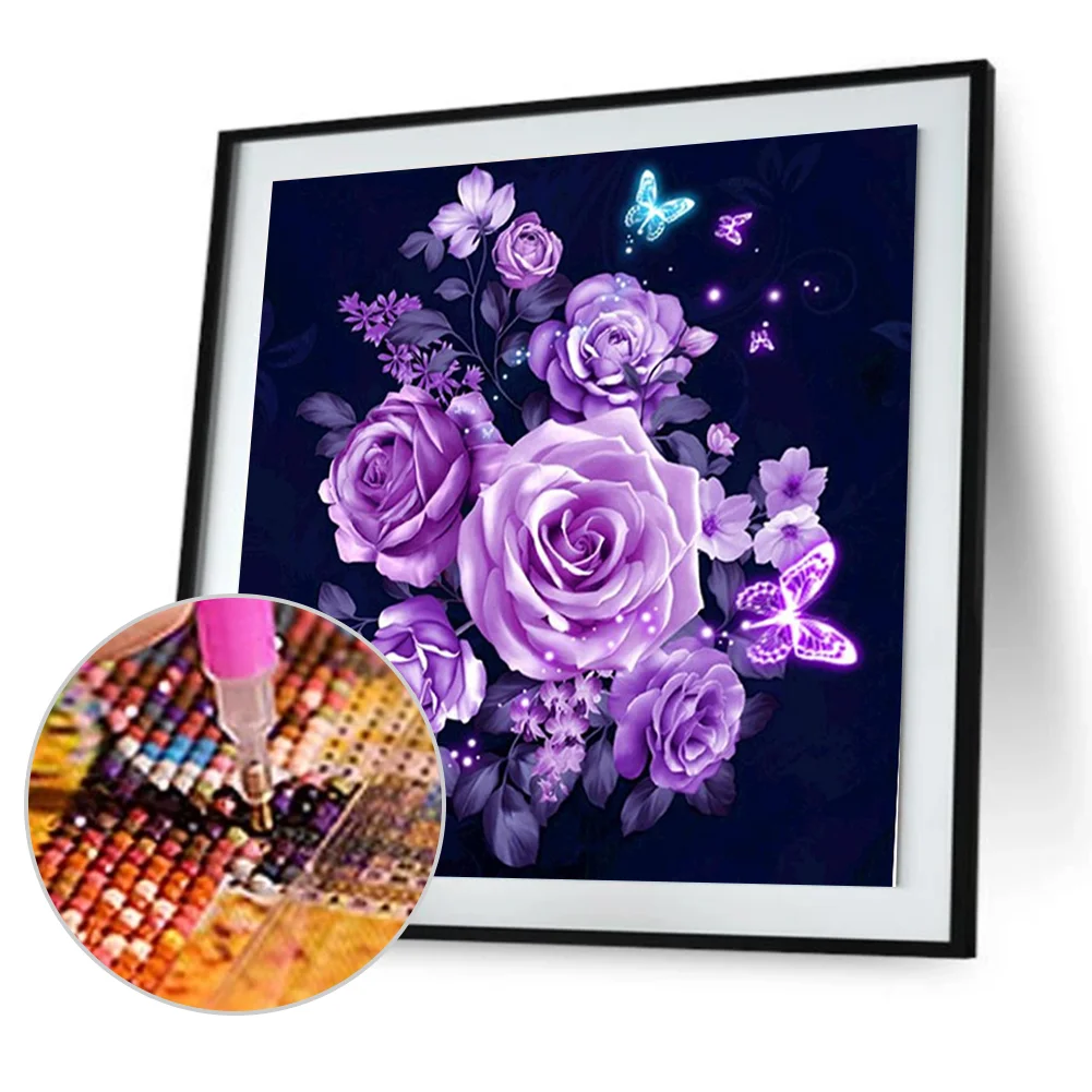 Diamond Painting - Partial Round Drill - Purple Flowers(30*30cm)