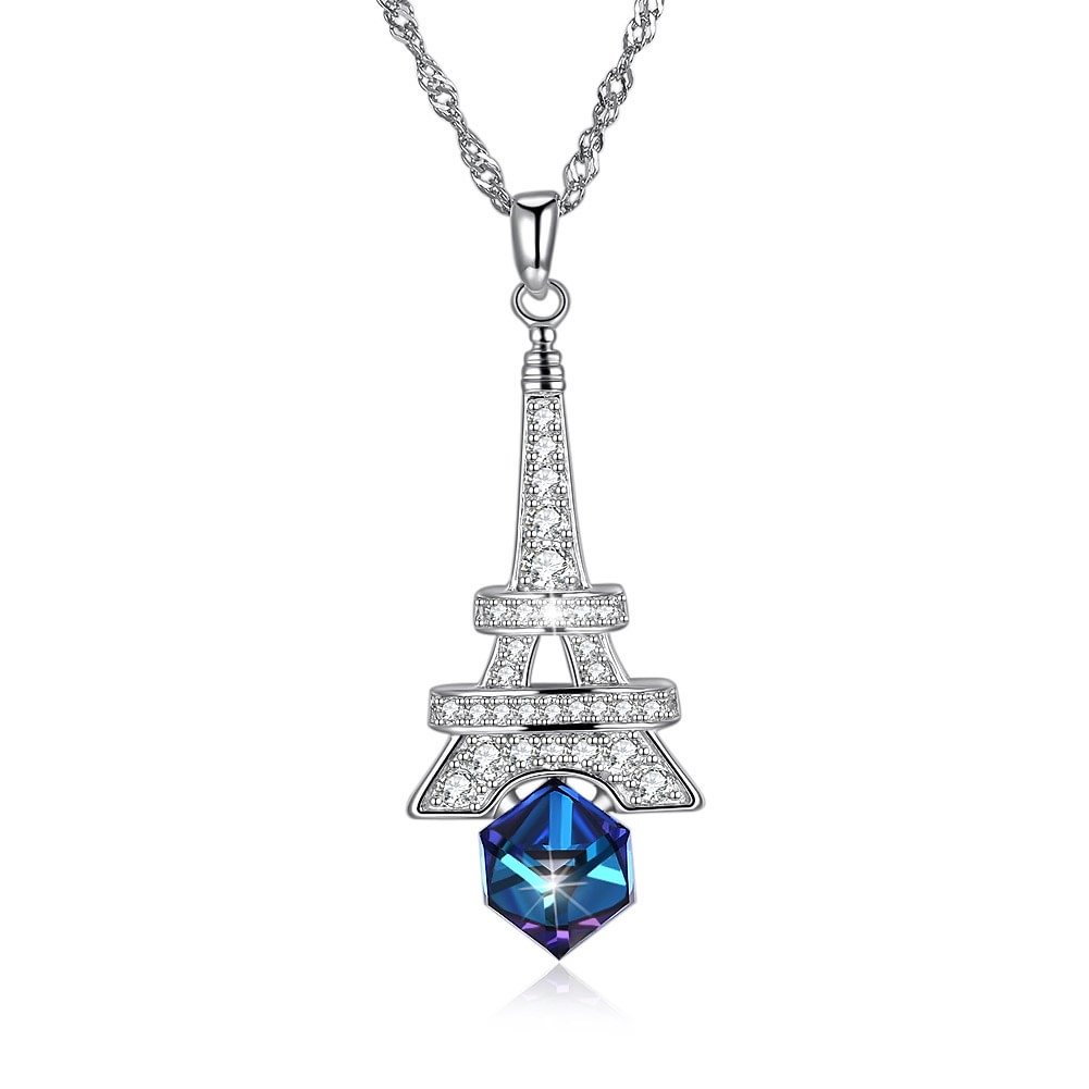 Crystal Tower  Sapphire Necklaces With Pendant