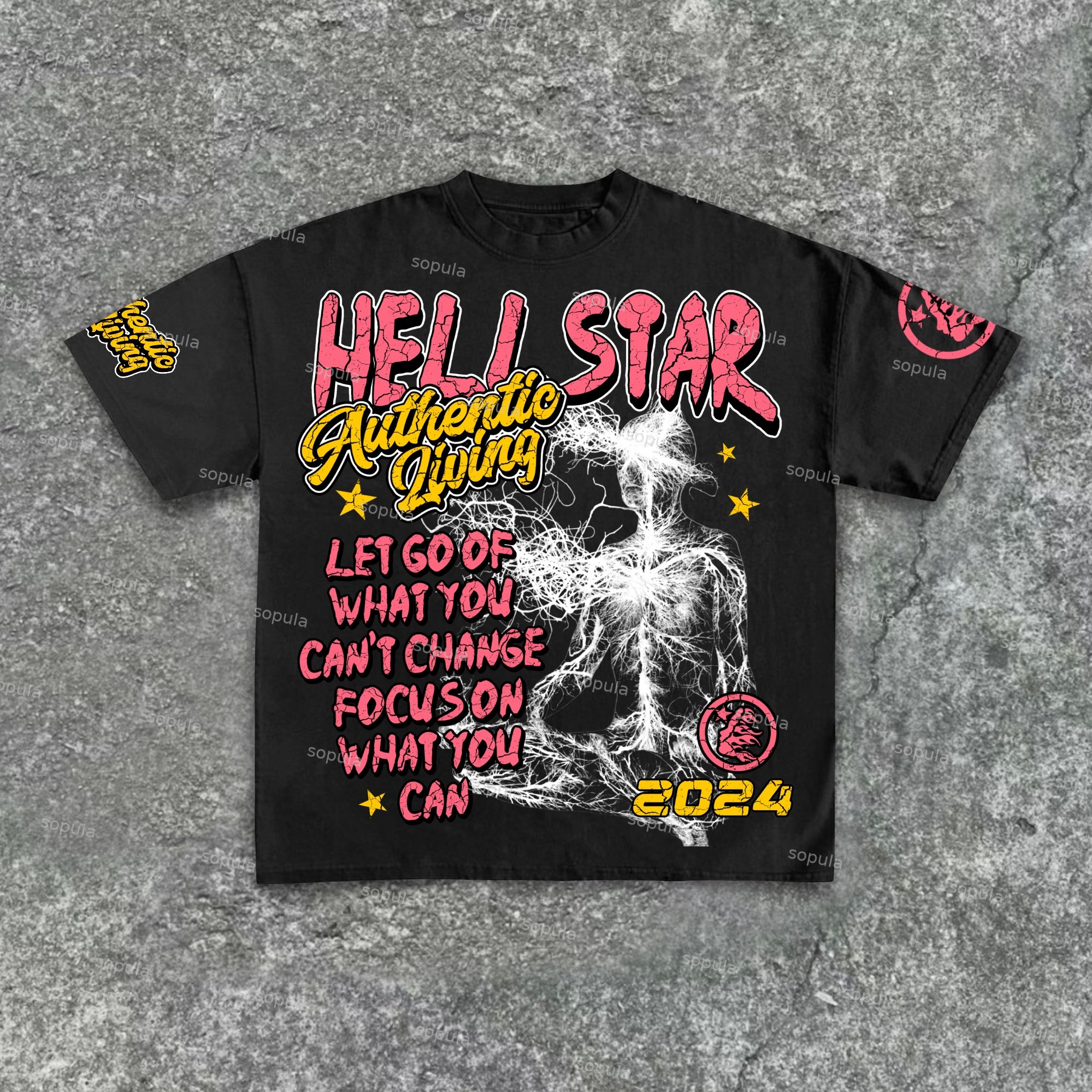 Real Wise Vintage Print Pattern Cotton T-Shirt - Sopula ｜Premium Graphic Tees & Graphic Streetwear