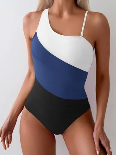 One Shoulder Tummy Control One Piece Swimsuit